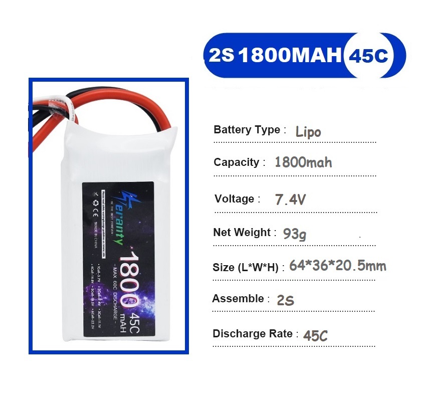 2PCS 7.4V Lipo 2S Battery 1500 - Drone Racing Battery 评论和价格