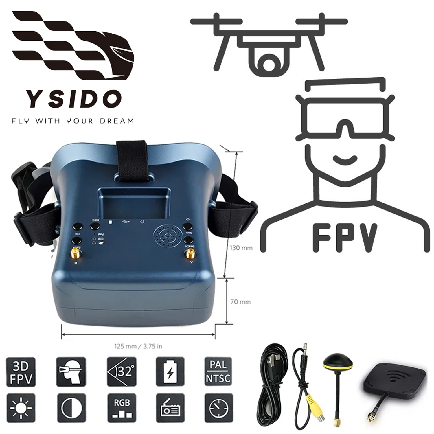 FPV Goggles 008D 5.8G 40CH 4.3 - Drone Racing Goggles 评论和价格